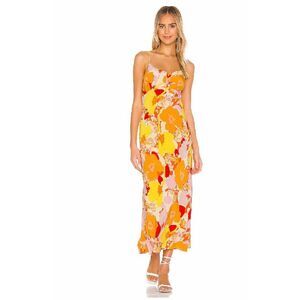 ASTR The Label Charisma Dress in Yellow Orange Tropic Abstract Floral Size XS
